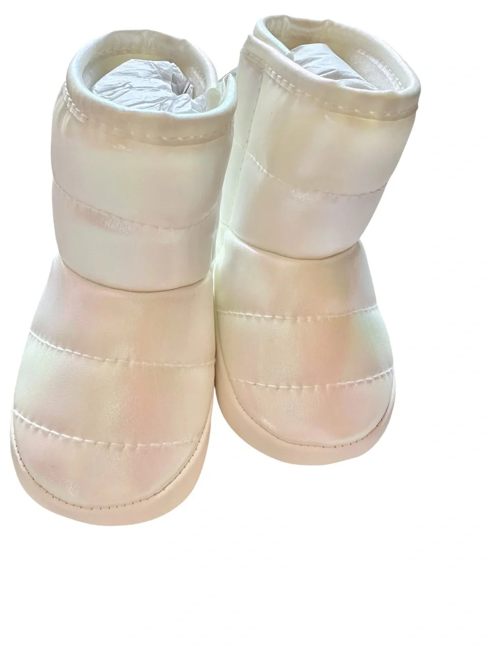 NEW Old Navy Baby Girl 3-6 Months White Iridescent Soft Snow Booties